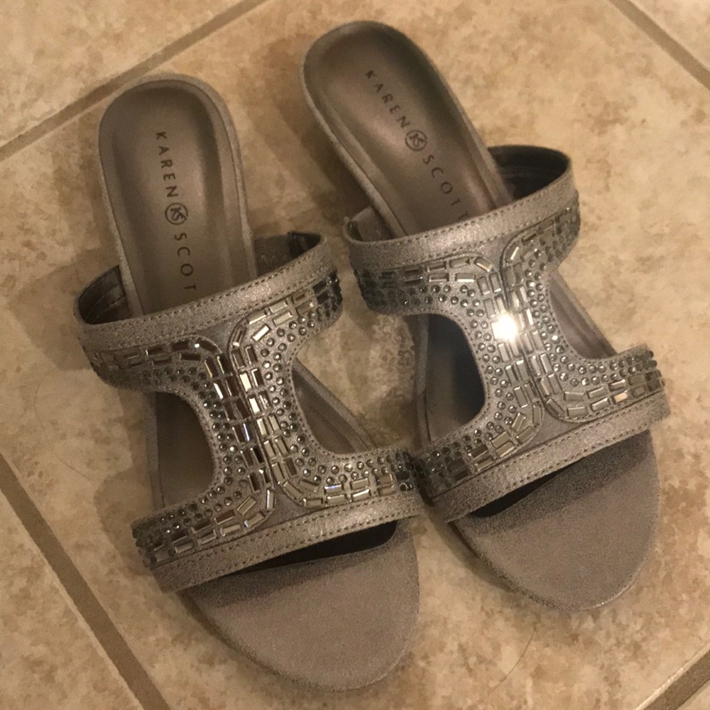 Gray Embellished Slides